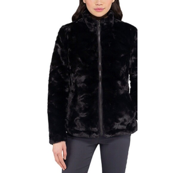 NWT Nicole Miller Original Reversible Faux Fur Jacket, Black, Large - Picture 1 of 2